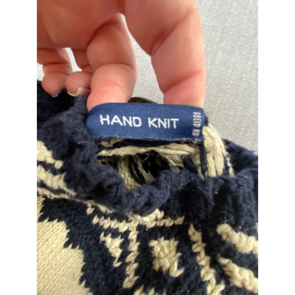 Vintage Polo Sport Sportsman Ralph Lauren Hand Knit Fair Isle Sweater Navy L